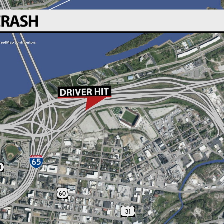 Map of I-64 fatal crash scene